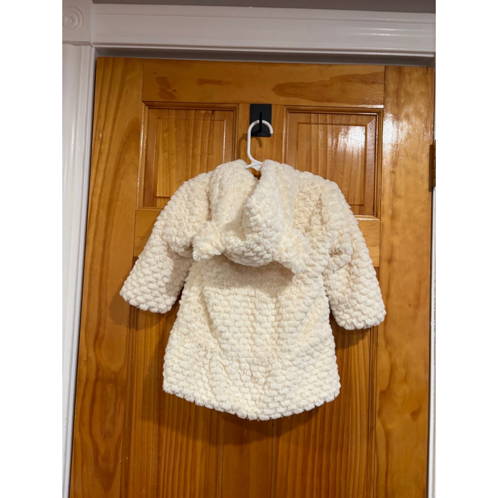 Widgeon Baby Girls Ivory Faux Fur Coat Zip Front Pom Pom Winter Jacket 24M - Picture 5 of 5